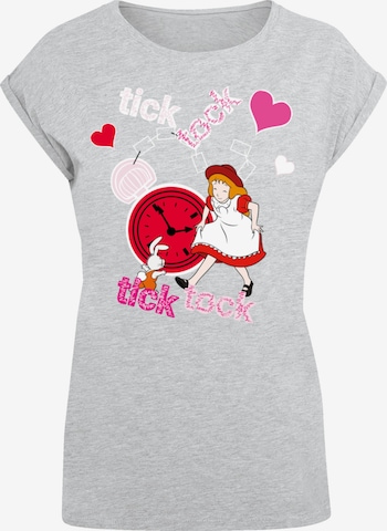 F4NT4STIC Shirt 'Alice im Wunderland Tick Tock' in Grau: Vorderseite