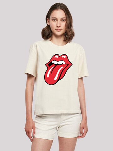 F4NT4STIC T-Shirt 'The Rolling Stones Classic Tongue' in Beige: predná strana