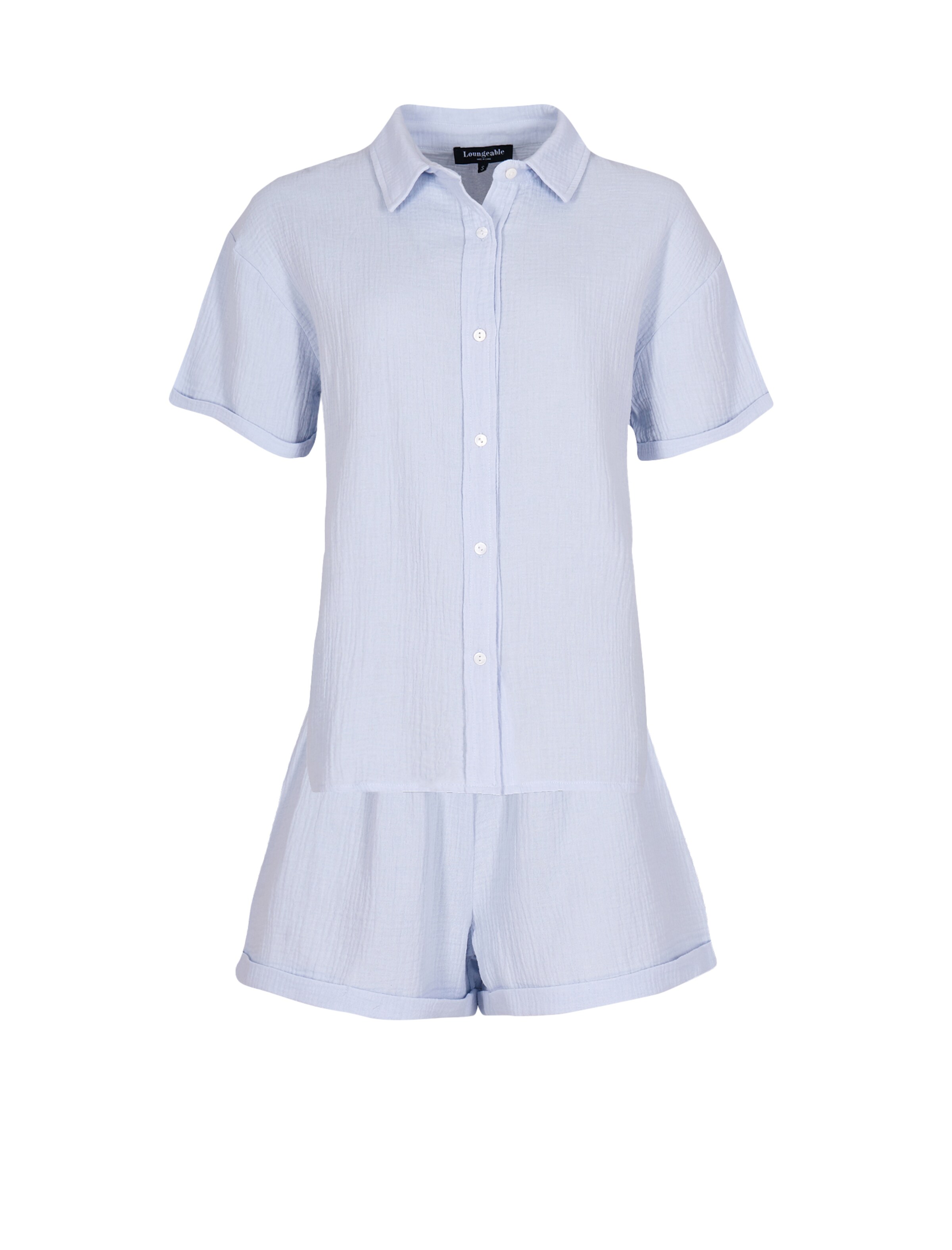 Loungeable Short Pajama Set in Blue: front