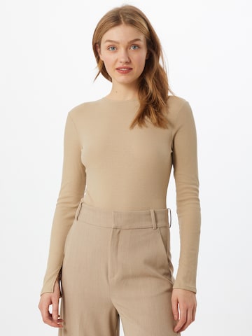 NU-IN Shirt Bodysuit in Beige: front