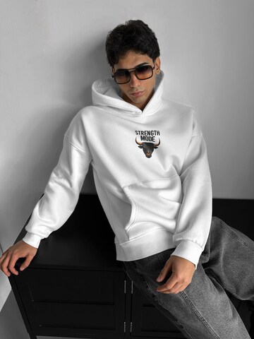 Sweat-shirt 'Oversize Strength Mode Hoodie - White' Kleidermafia en blanc