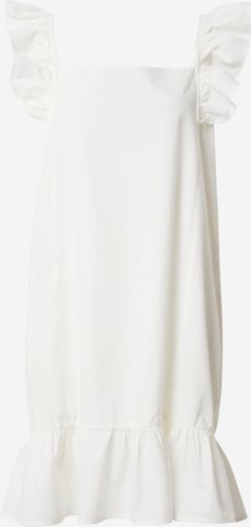 Denim Project Dress in White: front