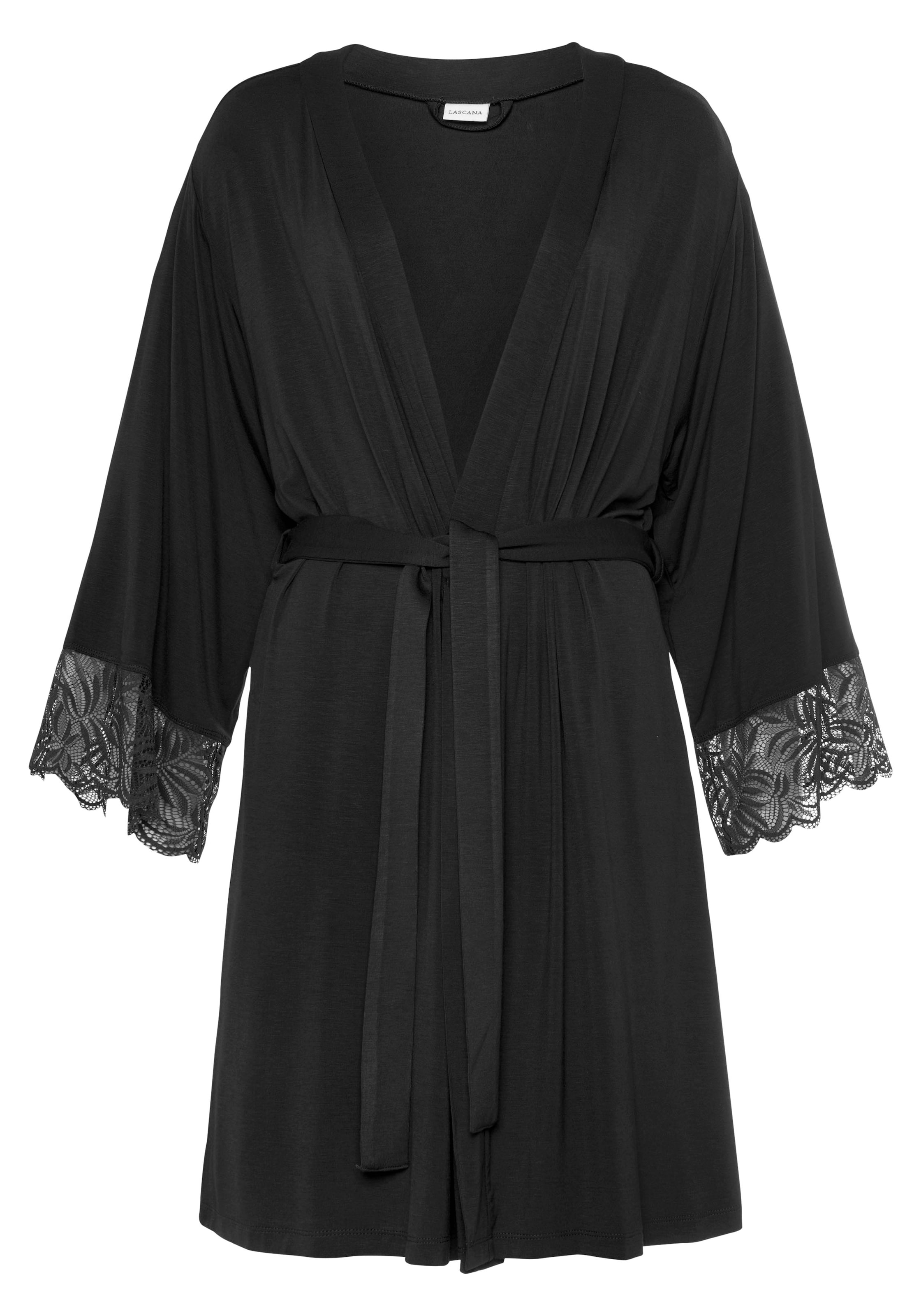 LASCANA Kimono, värv must: eest vaates