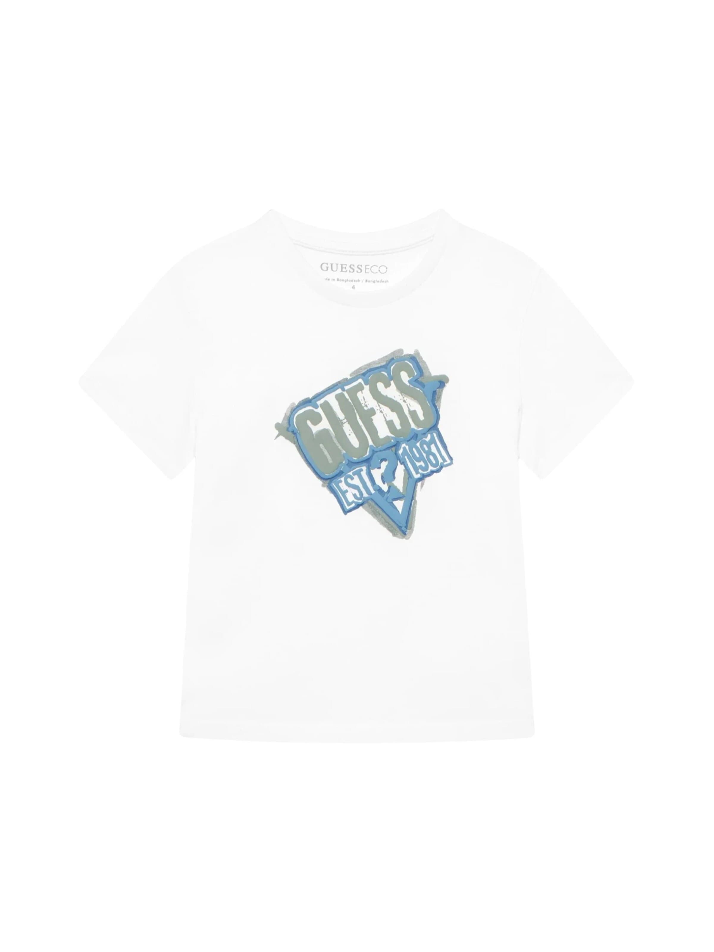 GUESS KIDS T-shirt 'GUESS KIDS SS T-SHIRT T-SHIRT' i vit: framsida