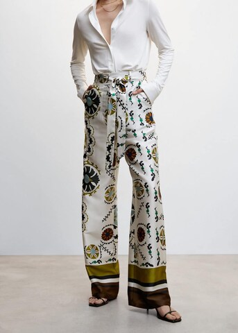 MANGO Wide leg Pants 'Cordoba' in White: front