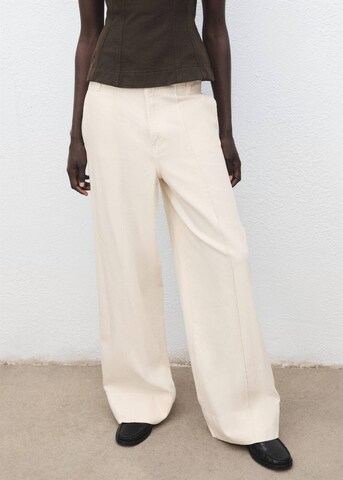 MANGO Wide leg Pants 'Lua' in Beige: front