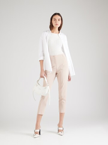 Coupe slim Pantalon à plis MORE & MORE en beige