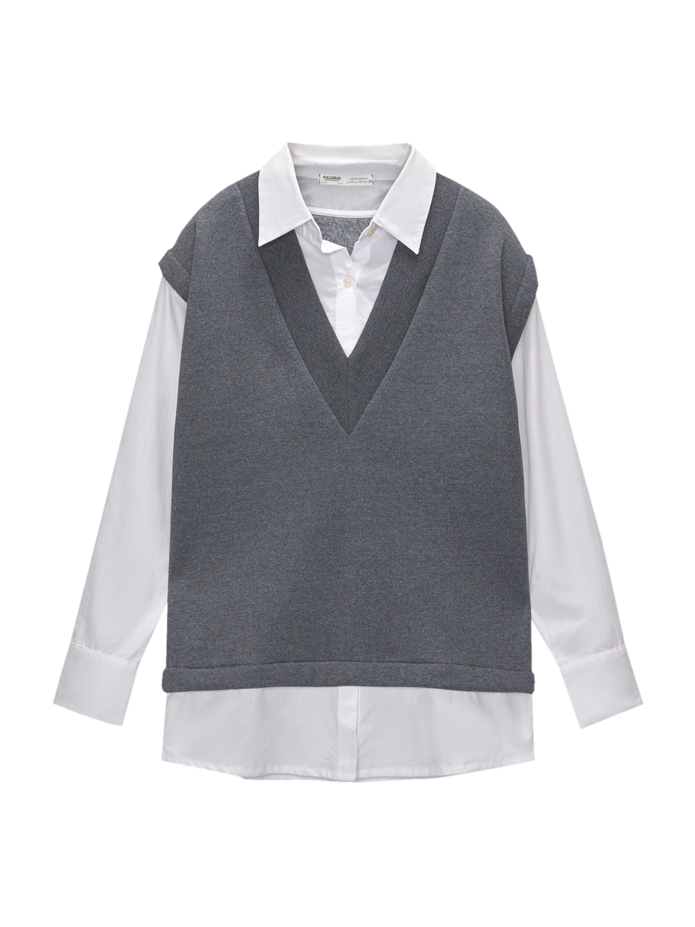 Pull&Bear Blouse in Grijs: voorkant