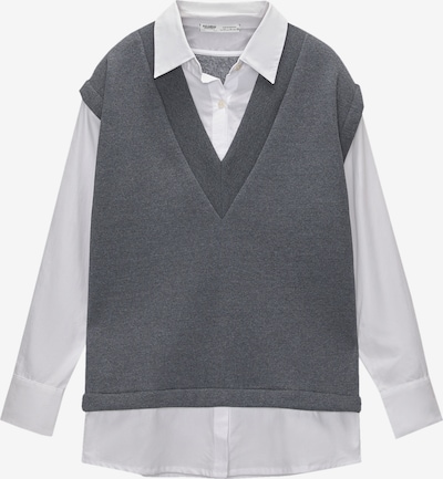 Pull&Bear Bluse i koksgrå / hvit, Produktvisning