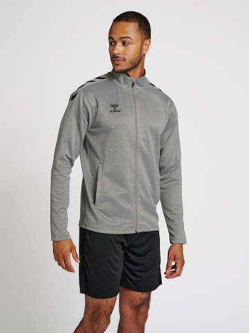 Hummel Athletic Zip-Up Hoodie in Grey: front