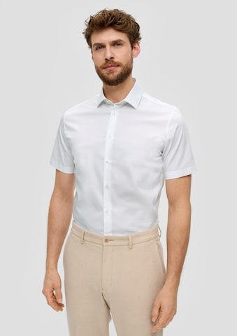 s.Oliver BLACK LABEL Slim fit Button Up Shirt in White: front