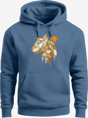 Neverless Sweatshirt 'Luchs Polygon' in Blau: Vorderseite