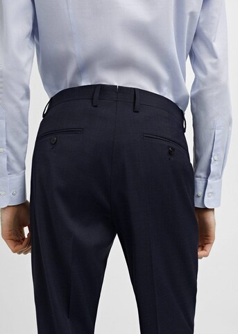 MANGO MAN Regular Pleated Pants 'Milan' in Blue