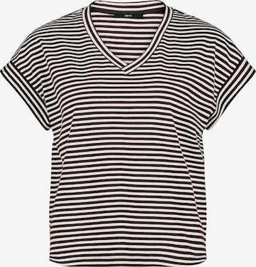 zero Streifenshirt mit V-Ausschnitt in Braun: Vorderseite