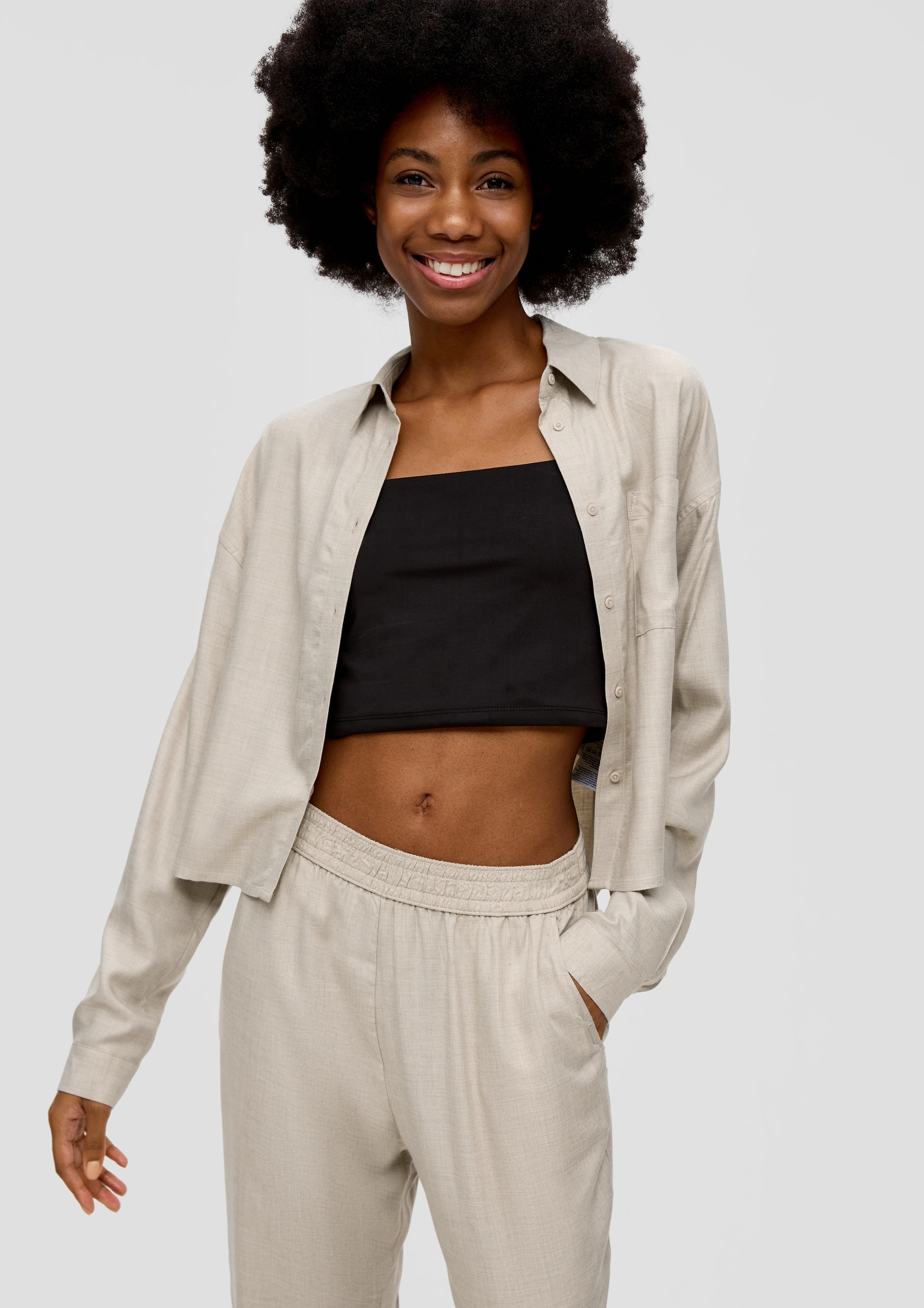 QS Bluse in Beige: Vorderseite