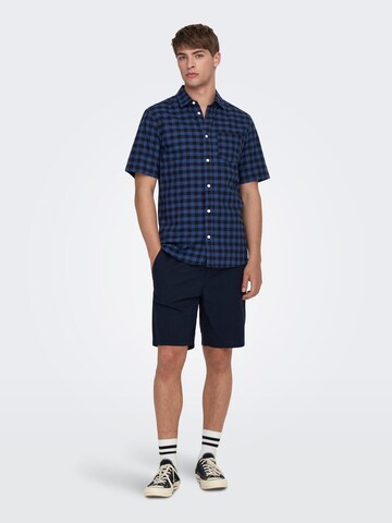 Only & Sons Regular fit Button Up Shirt 'ALVARO' in Blue