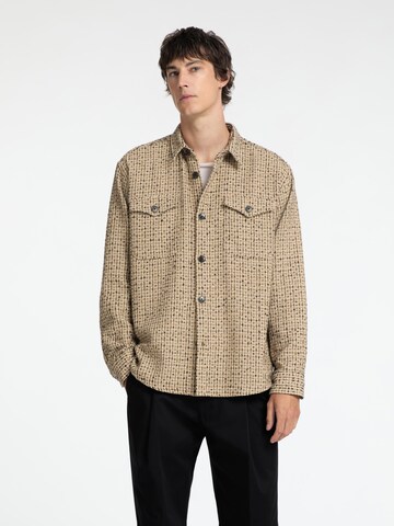 SELECTED Regular fit Button Up Shirt in Beige: front