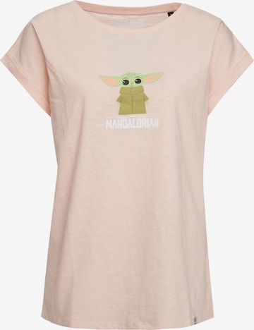Recovered T-shirt 'Star Wars The Mandalorian Child' i rosa: framsida