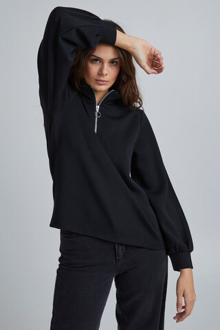 b.young Sweatshirt 'BYPUSTI HALFZIP' in Zwart