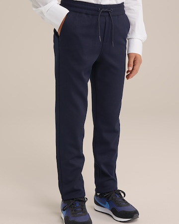 WE Fashion Slim fit Trousers in Black: front