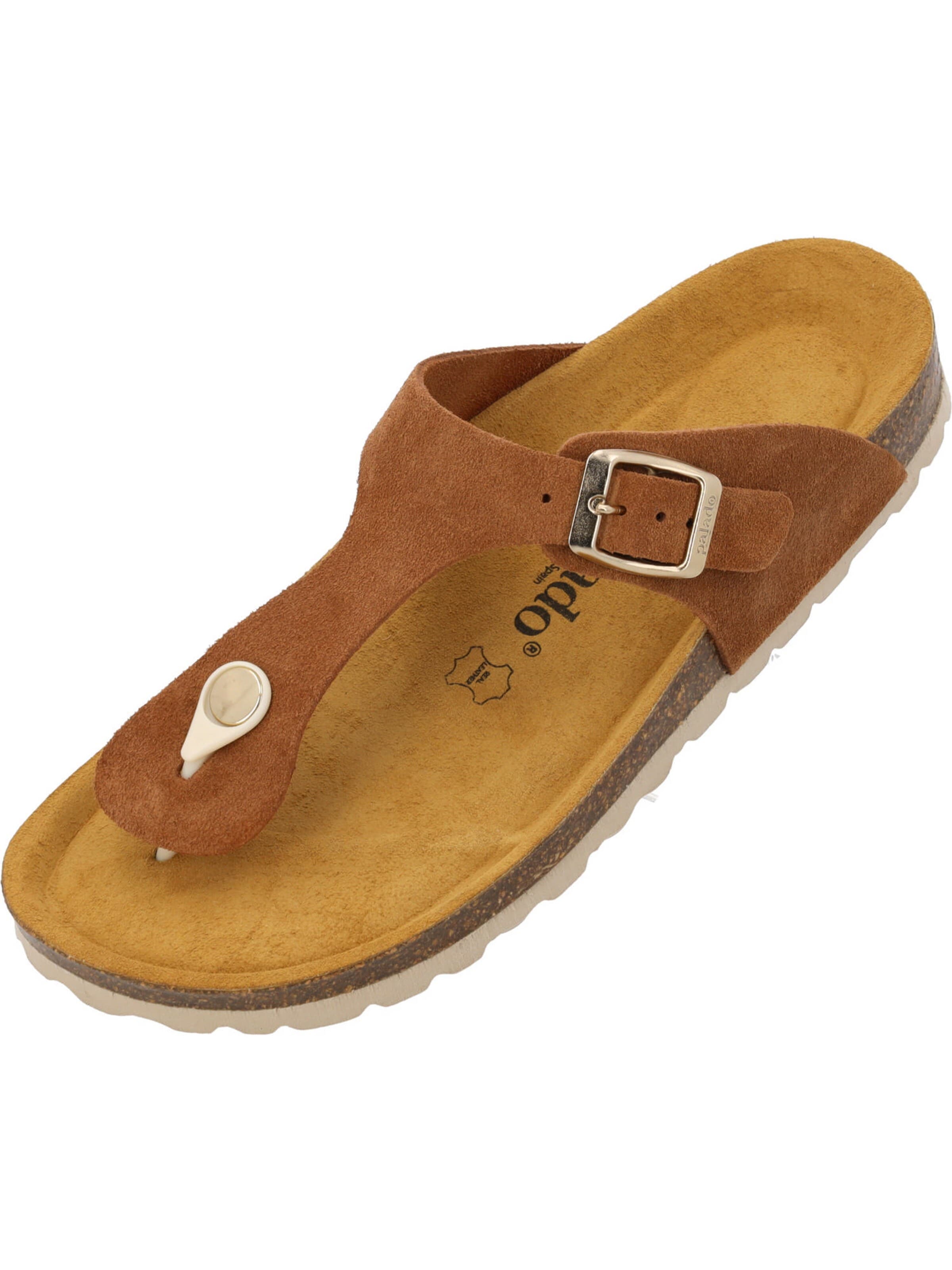Palado T-bar sandals 'Palado Kos Suede Premium Leather' in Brown: front