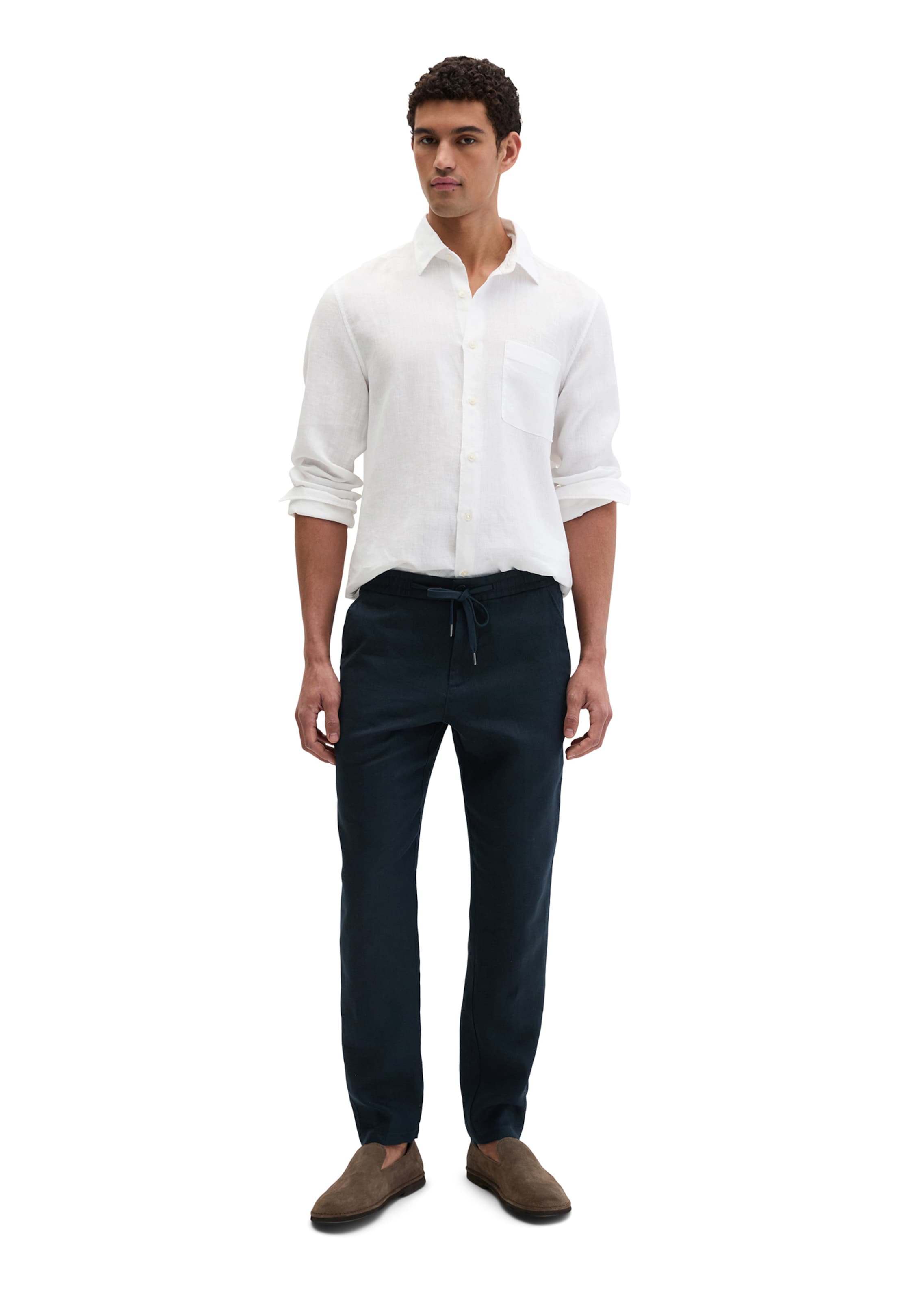 Marc O'Polo Tapered Broek in Blauw: voorkant