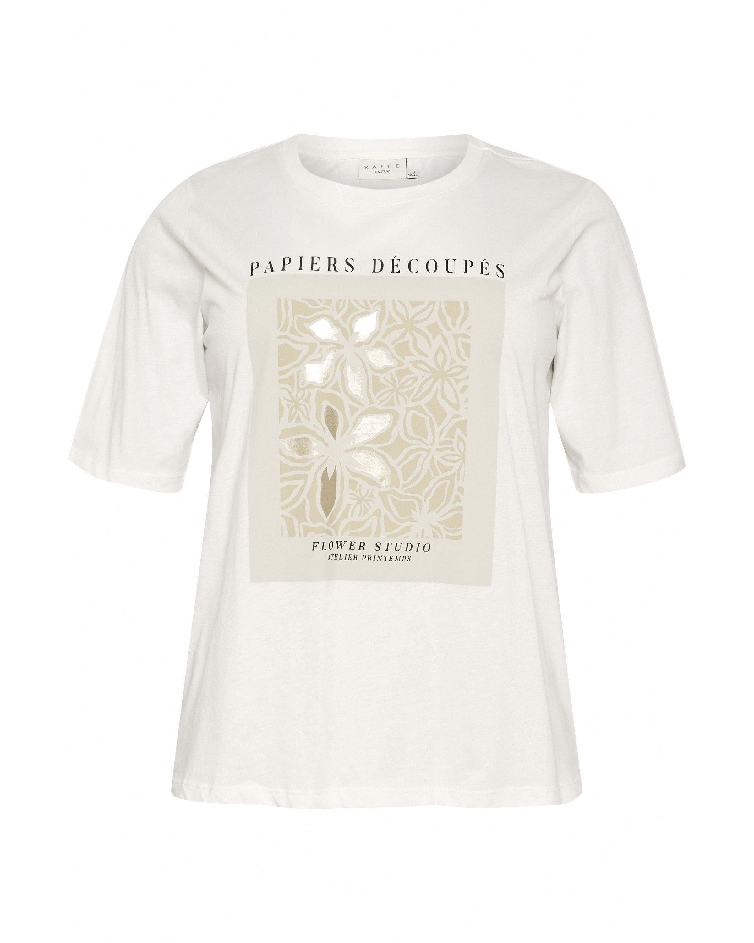 KAFFE CURVE Μπλουζάκι 'Fiona' σε λευκό: μπροστά