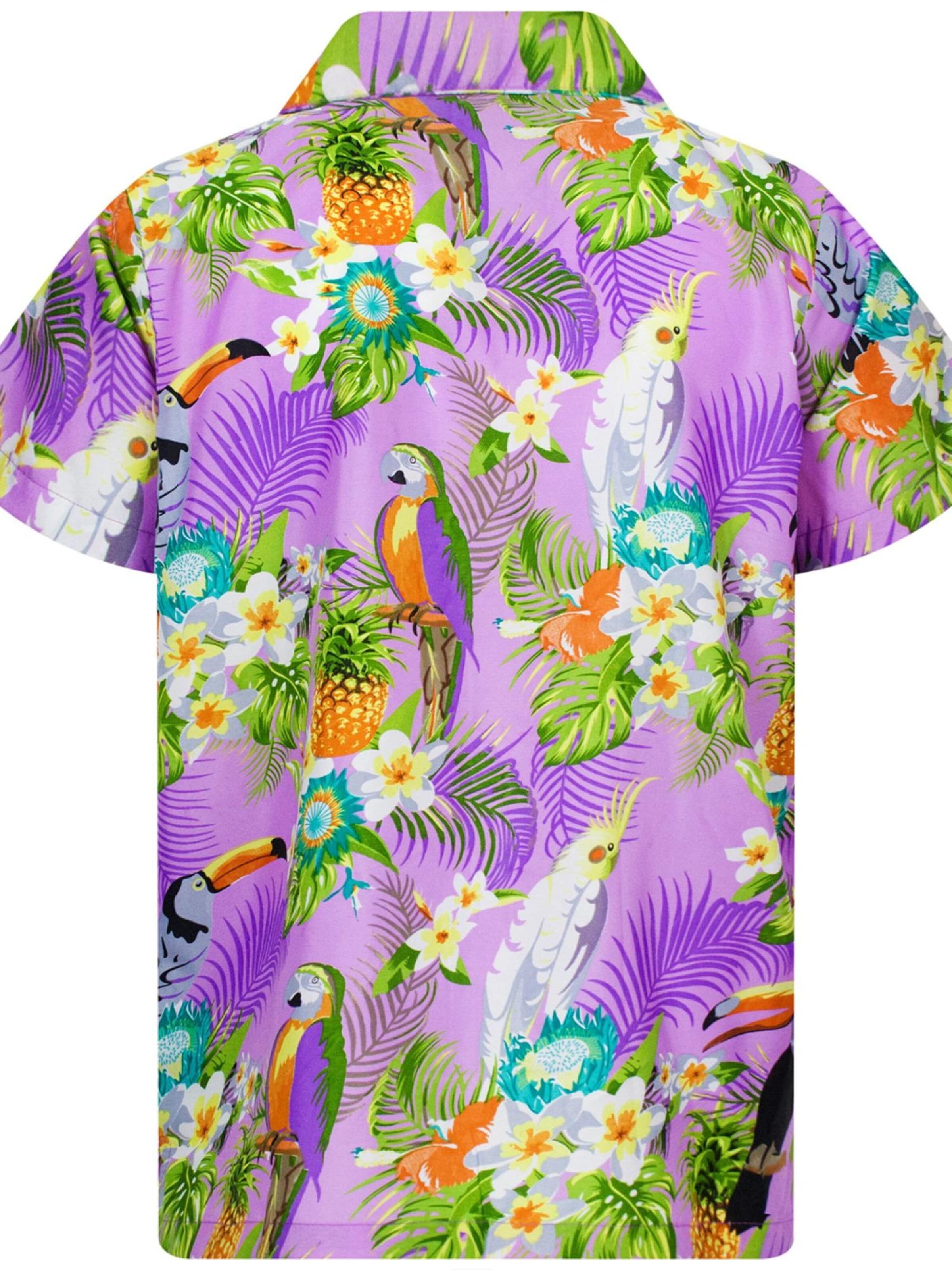 King Kameha Shirt 'Parrot Cockatoo'‌‌‌‌‌‌‌ in Lila