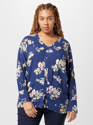 ONLY Carmakoma Blouse 'NOVA' in Blauw: voorkant