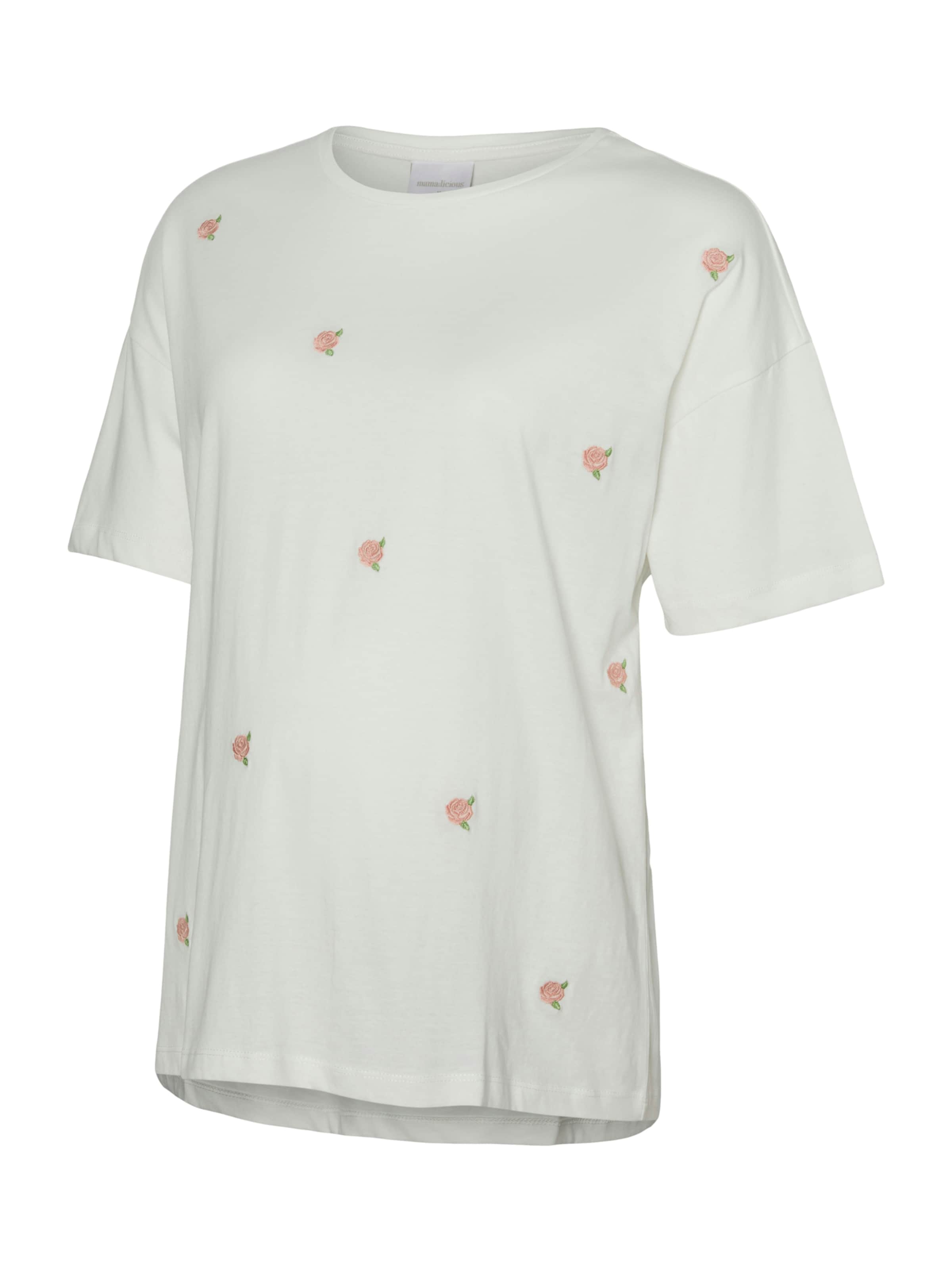 Tricou 'MLROSETTA' MAMALICIOUS pe oliv / roz pal / alb, Vizualizare produs