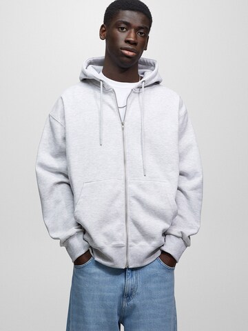 Pull&Bear Zip-Up Hoodie in Grey: front