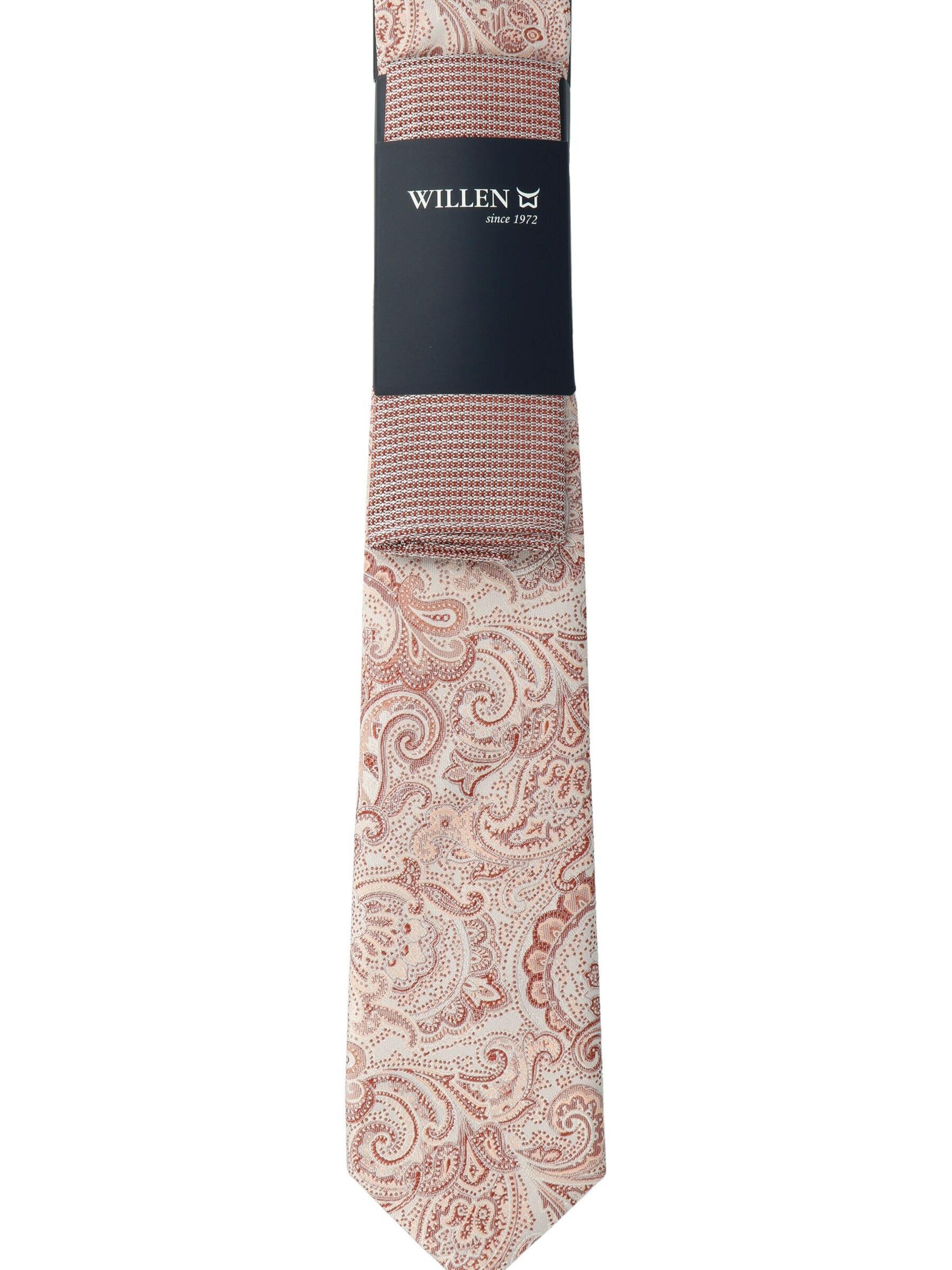 WILLEN Tie 'Paisley / Uni' in Orange