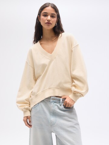 Sweat-shirt Pull&Bear en jaune : devant