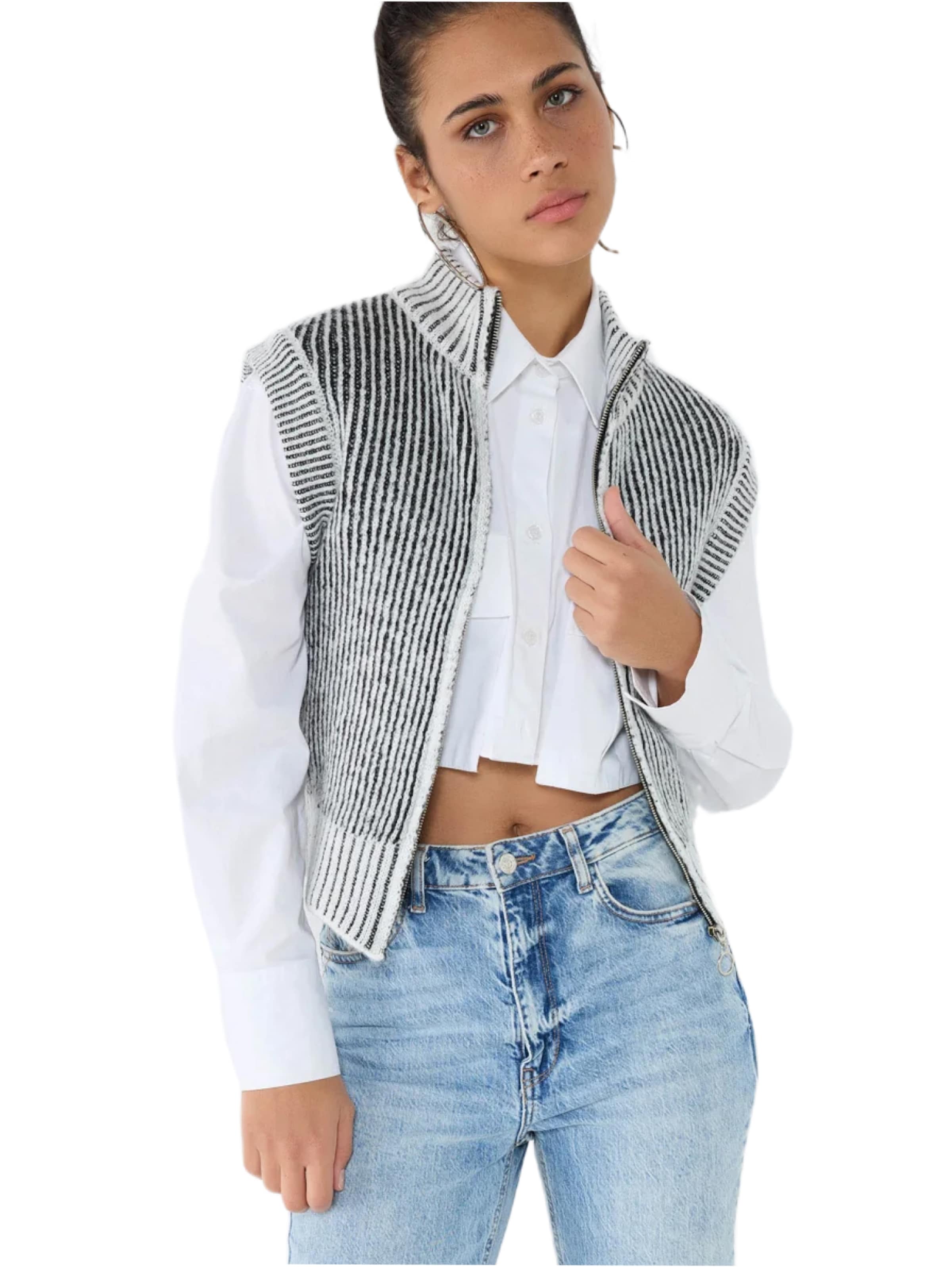 No Matter What Knitted vest in Beige: front