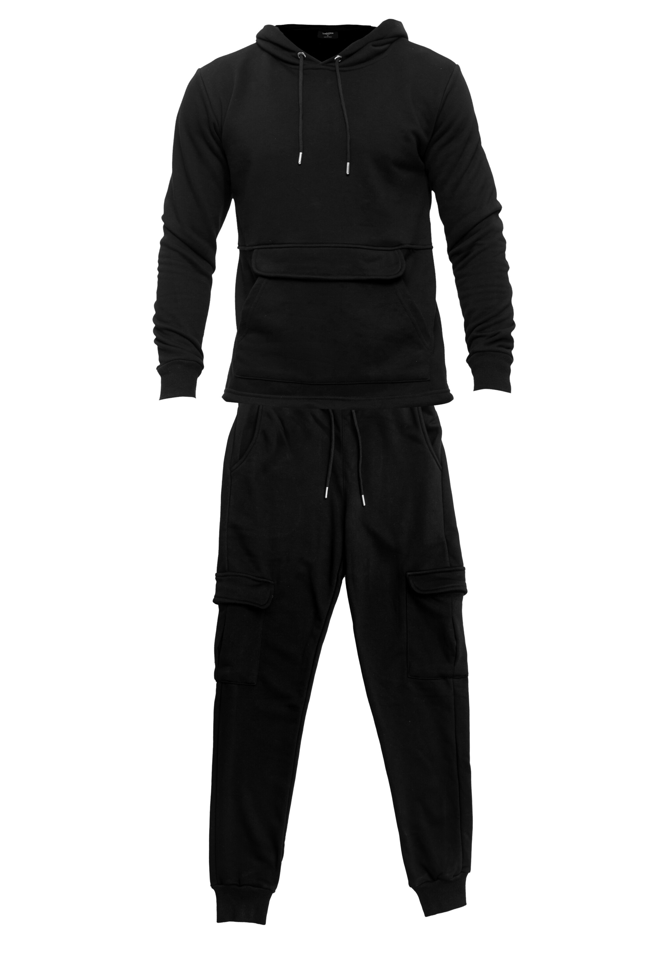 Tom Barron Joggingpak in Zwart: voorkant