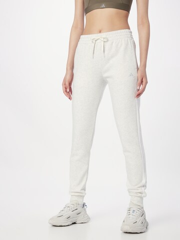 ADIDAS SPORTSWEAR Tapered Sports trousers 'Essentials Fleece 3-Stripes' in White: front