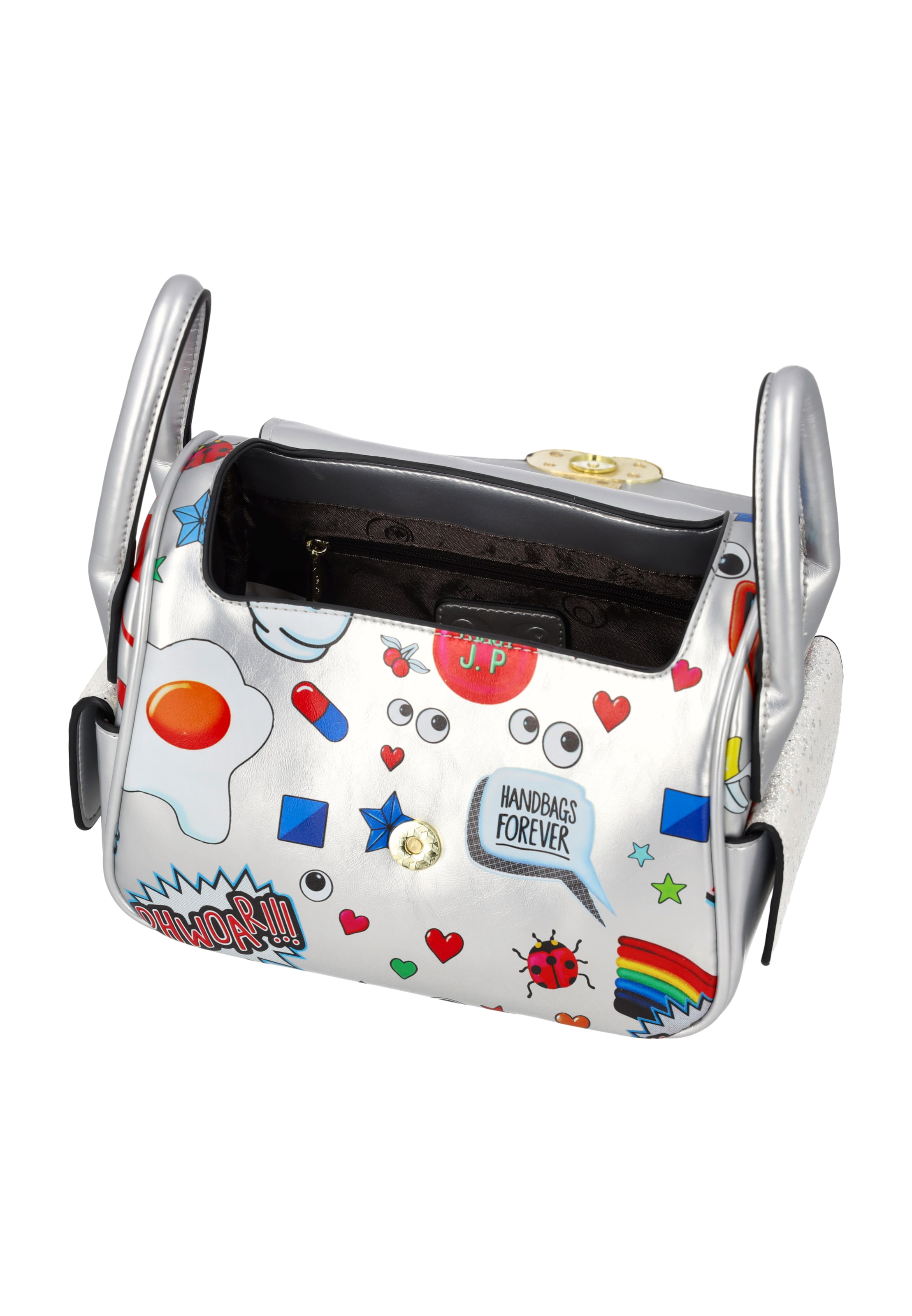 MYMO Schultertasche 'Pop Eyetheme' in Silber