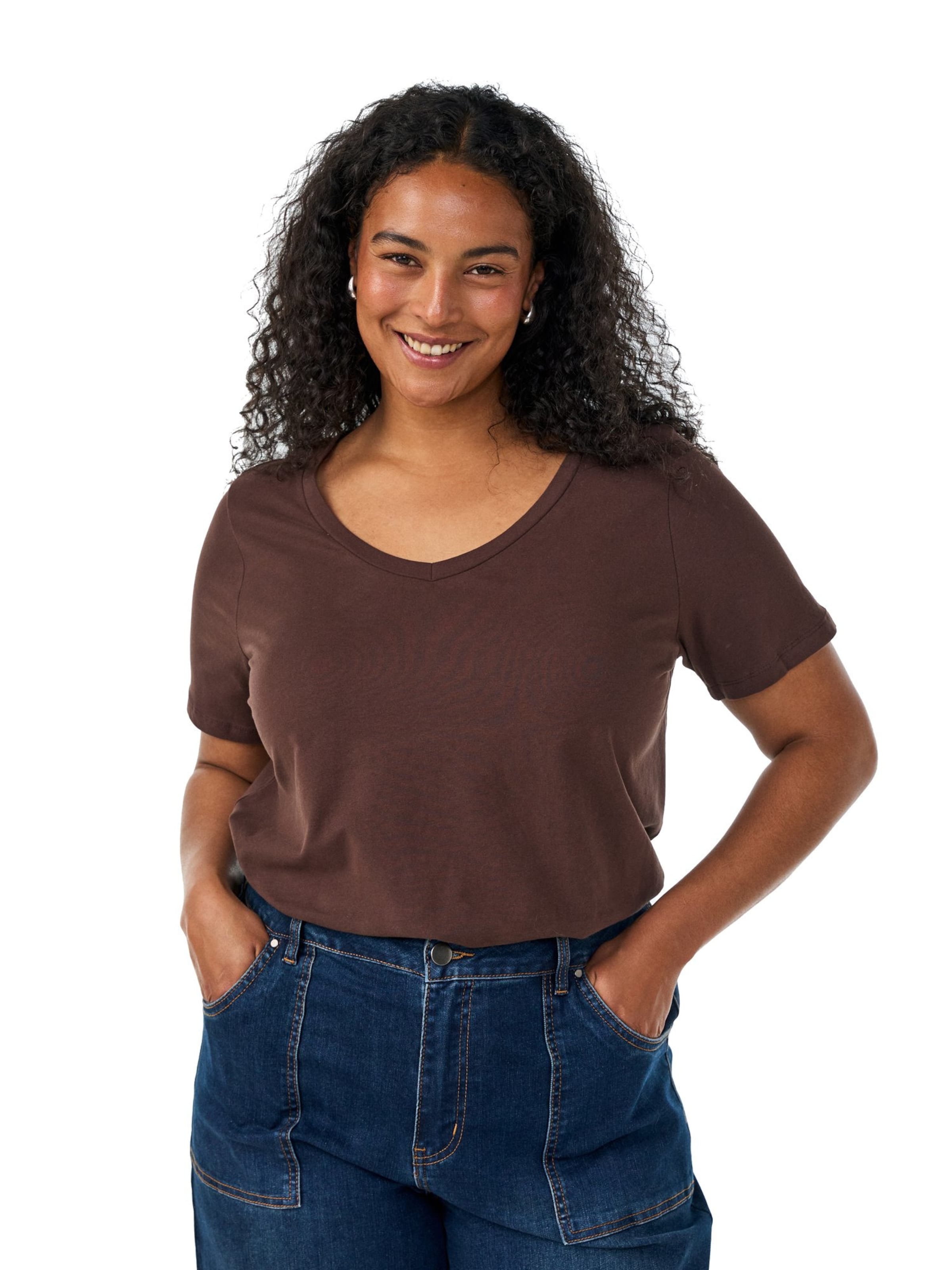 Zizzi Shirt in Brown: front