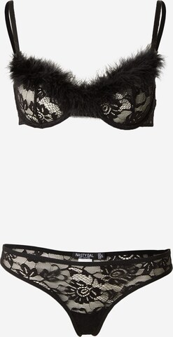 Nasty Gal Underwear Sets in Black: front