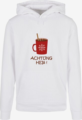 Merchcode Sweatshirt 'Achtung Heiss' in Weiß: predná strana