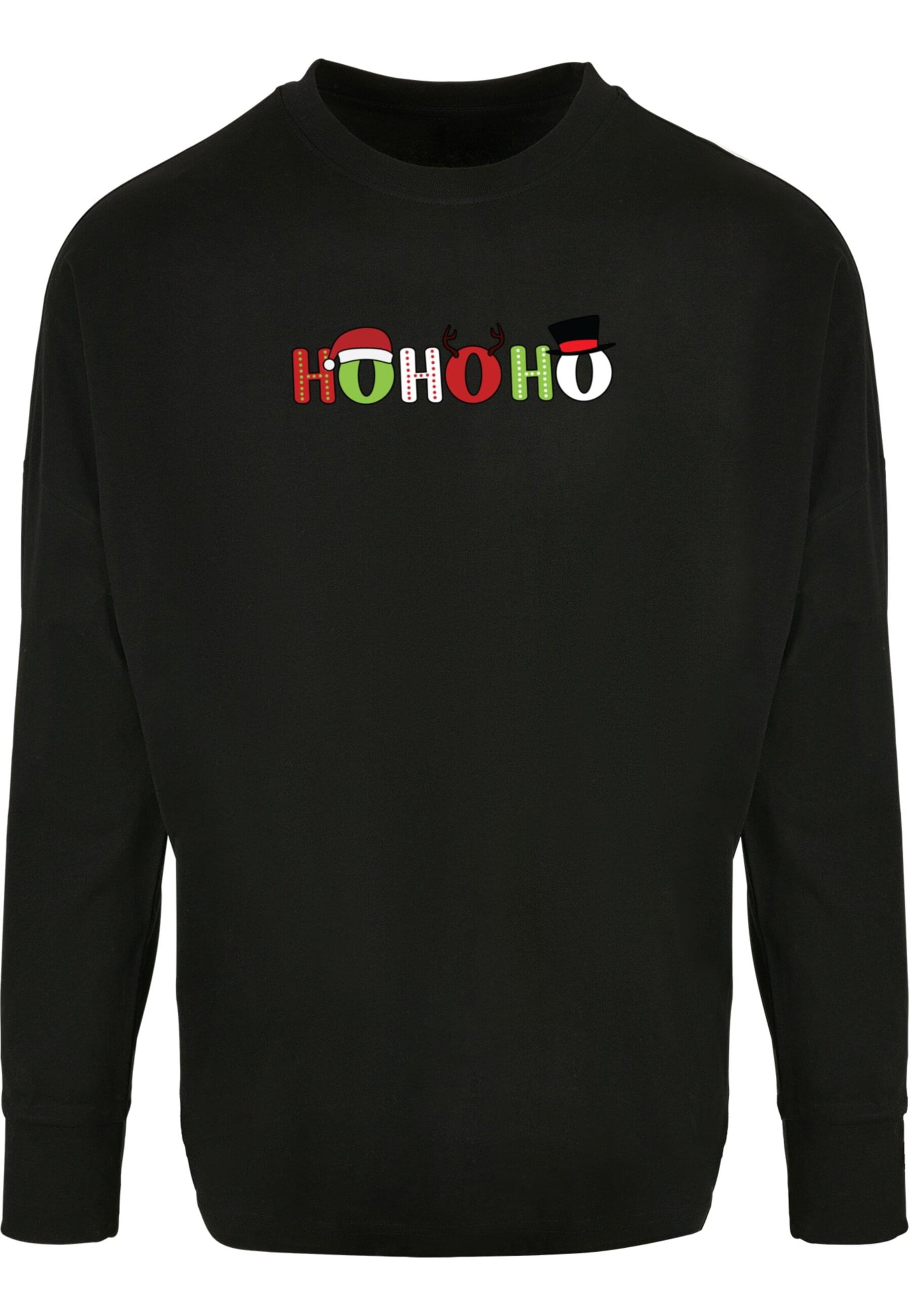 Merchcode Shirt 'Chistmas Ho Ho Ho' in Zwart: voorkant