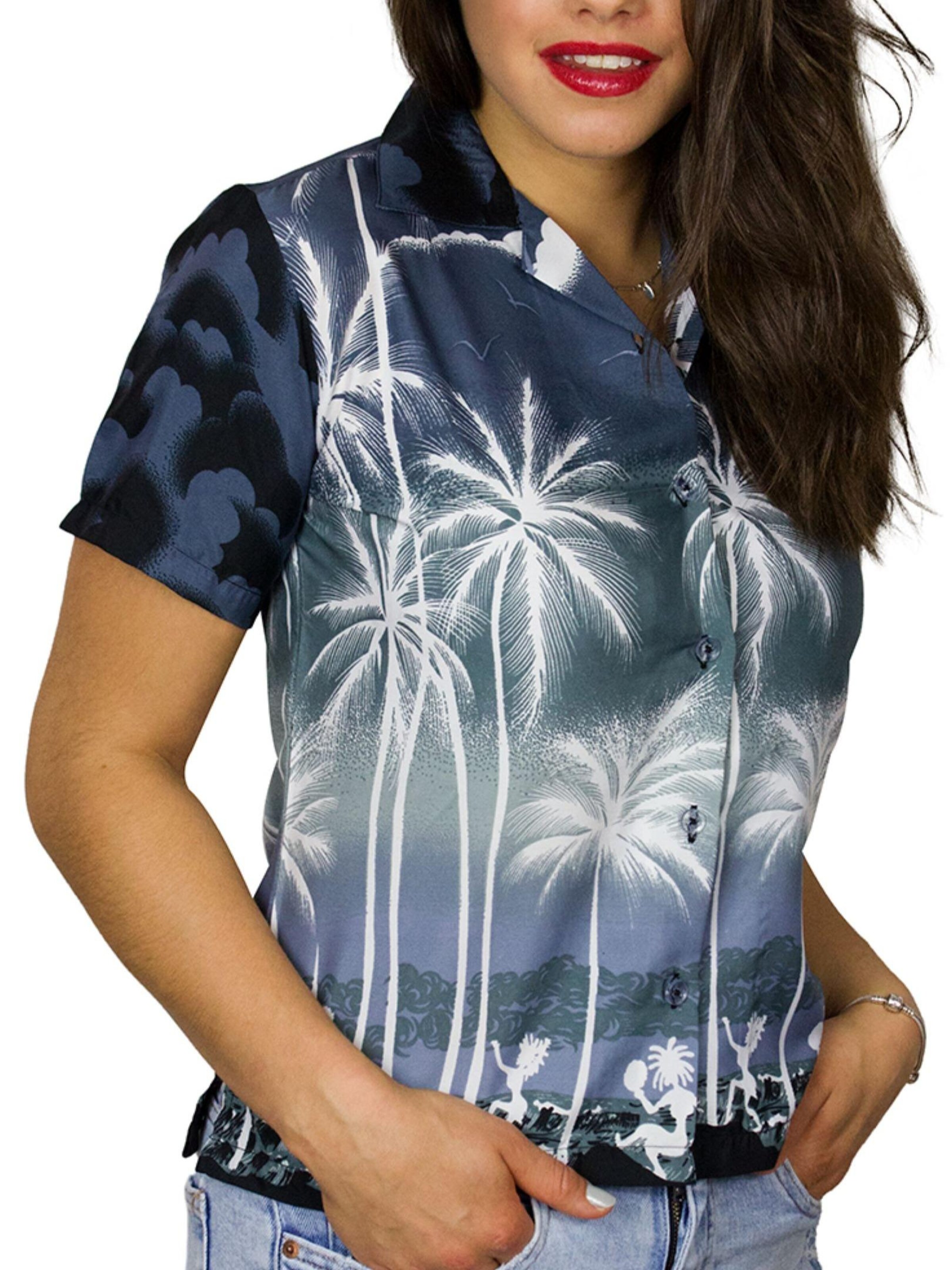 King Kameha Blouse 'Beach Negative' in Black: front