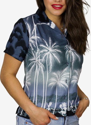 King Kameha Blouse 'Beach Negative' in Black: front