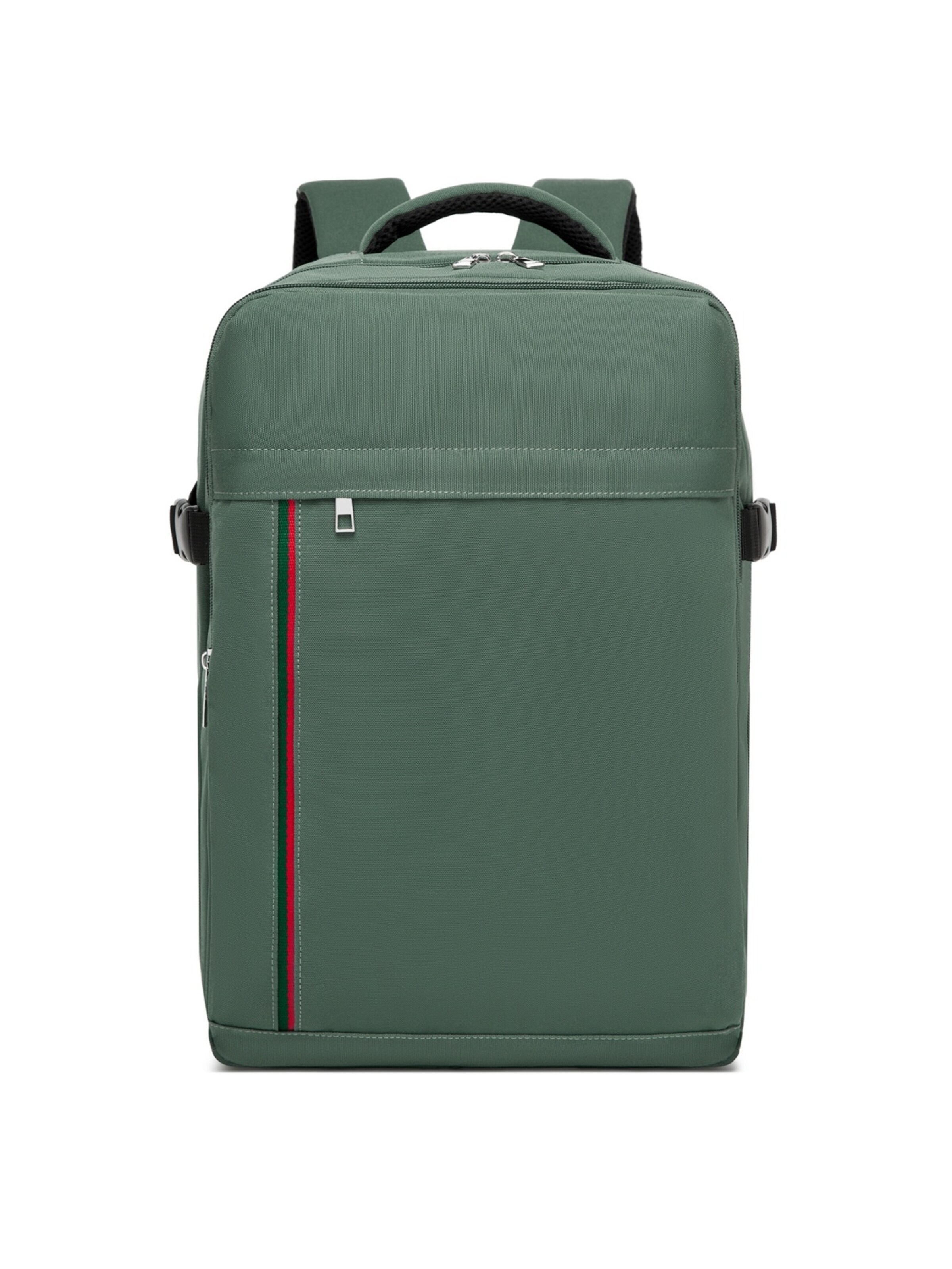 Kono Backpack 'Flugzugelassener Reise Rucksack 40×20/30×25cm wasserfestes Polyester, 180° aufklappbar für 15,6" Laptop, verstaubare Gurte' in Green: front