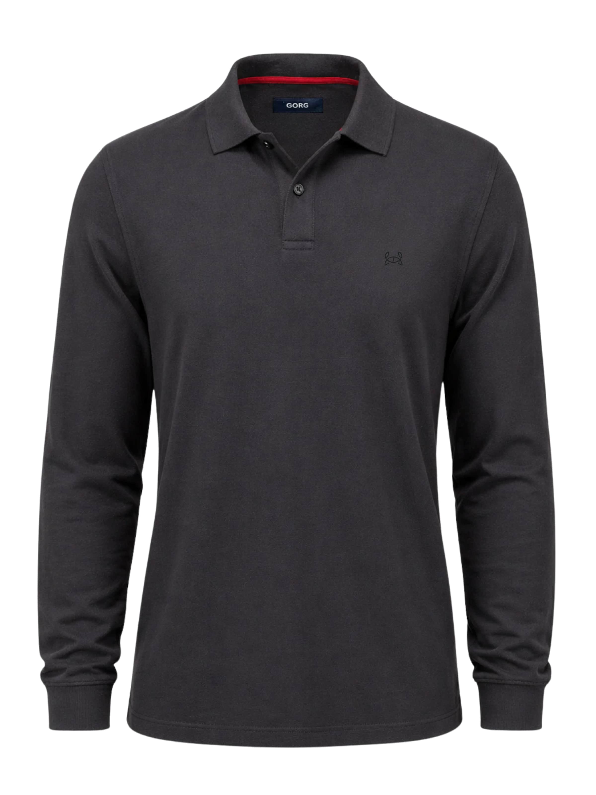 GORG Shirt 'Herren Langarm Poloshirt aus 100% Bio-Baumwolle' in Grijs: voorkant
