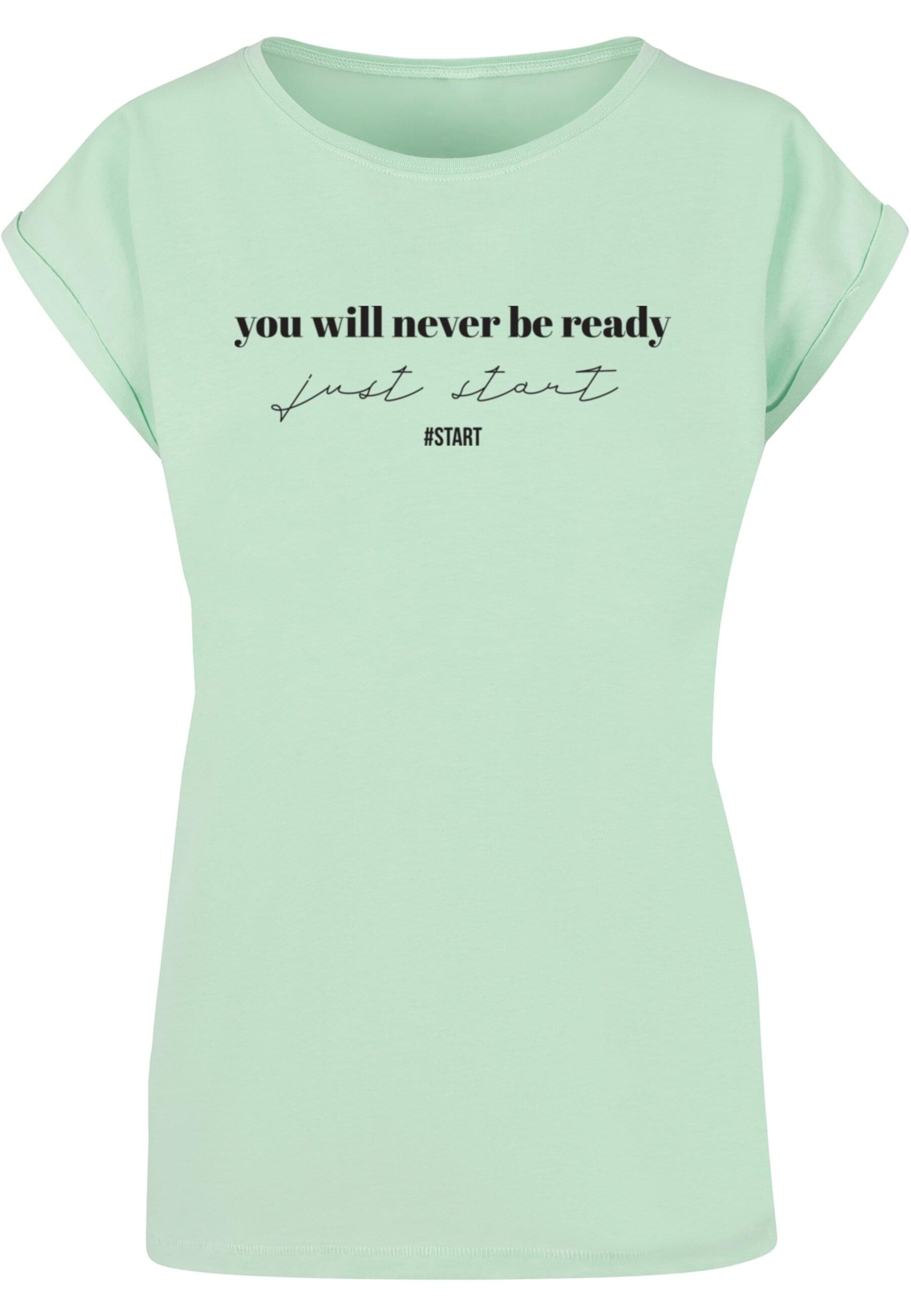 Merchcode Tričko 'Just Start' – zelená: přední strana