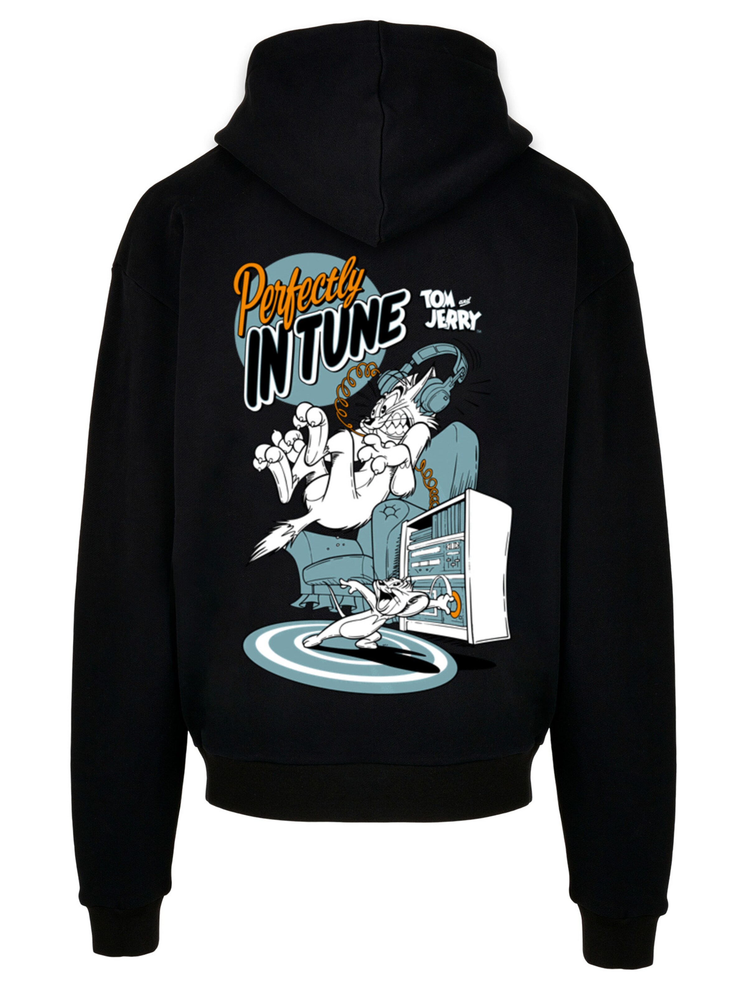 Sweat-shirt 'Tom And Jerry Perfectly In Tune' F4NT4STIC en noir : devant