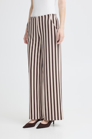 Wide Leg Pantalon 'KATE' ICHI en marron : devant
