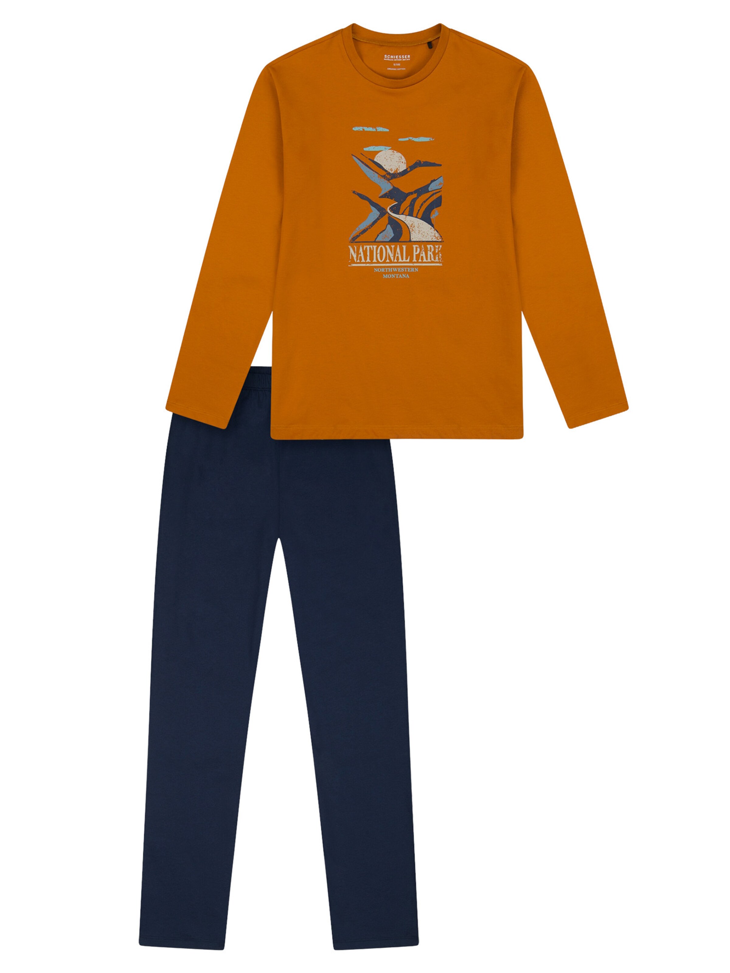 SCHIESSER - Pijama ' Nightwear ' en naranja: frente