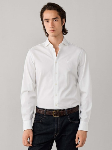 Hackett London Regular fit Button Up Shirt 'City Solid Eoe' in White: front
